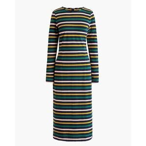 J. Crew Long Sleeve Striped Midi Dress Multicolor Cotton Size 4 Women’s